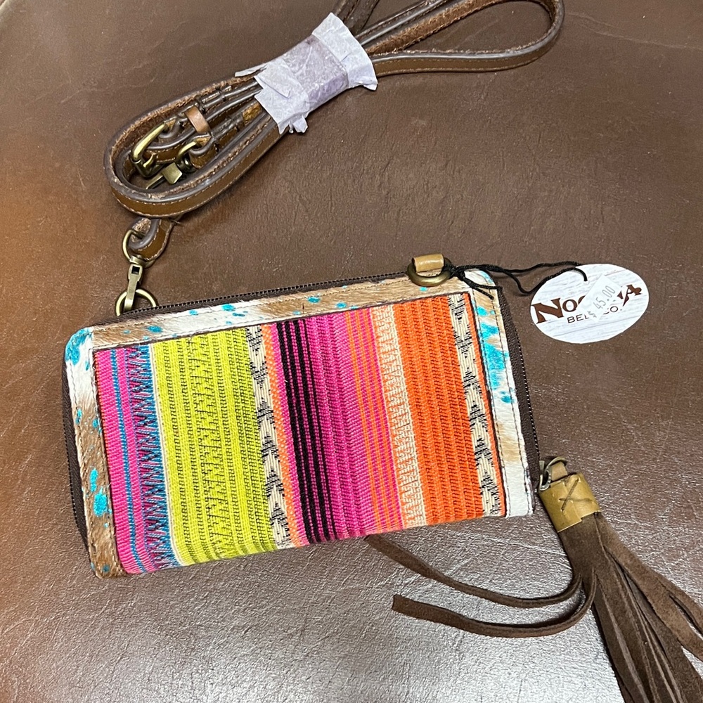 Nocona Multicolor Patterned Clutch with Brown Accents